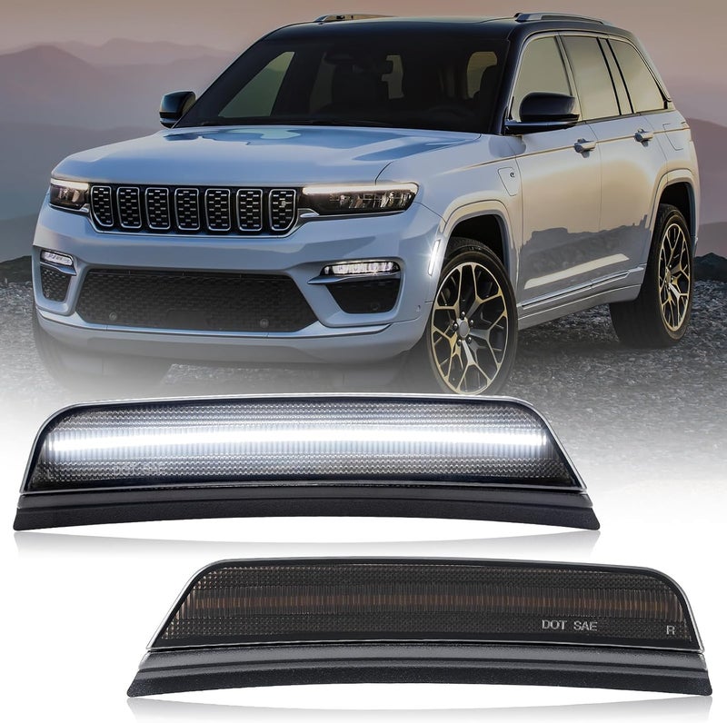 Aexploer LED Side Marker Lights Compatible with Grand Cherokee 2021–2025,Side Markers Lamps Lights Parking Lights Smoked Lens White Light - Image 1